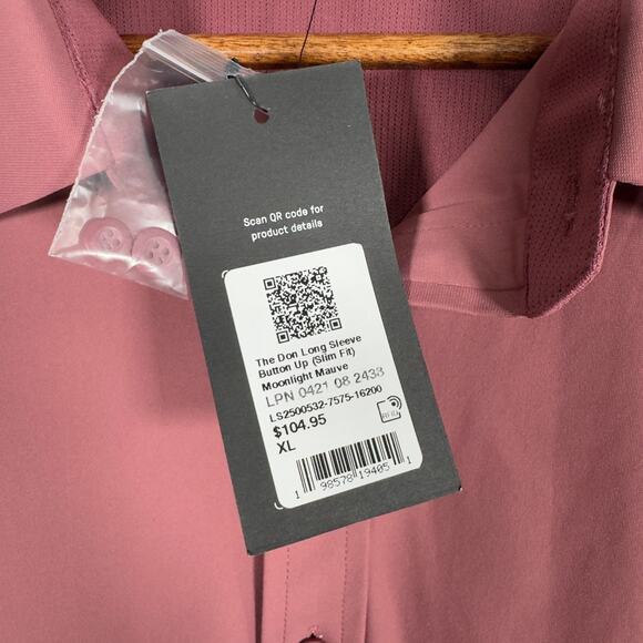 Fabletics Men's The Don Button Down Long Sleeve Shirt Red Size XL - Picture 2 of 7